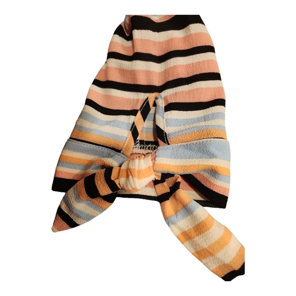 AS YOU WISH Multicolor Striped Off Shoulder Shift Half Sleeve Dress Size S - Picture 4 of 5